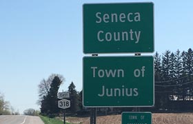 Seneca County and Town of Junius road signs